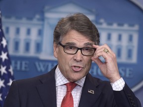 UPDATES SECOND SENTENCE WITH MORE PRECISE PERCENTAGES - FILE - In this June 27, 2017 file photo, Energy Secretary Rick Perry speak during the daily briefing at the White House.  Trump nominees to top science, health jobs often are missing something: advanced science degrees. An Associated Press analysis of nominees to top science jobs found that almost 60 percent don't have advanced degrees in science, but more than 60 percent of their Obama predecessors did.