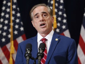 FILE - In this Aug. 16, 2017, file photo, Veterans Affairs Secretary David Shulkin speaks in Bridgewater, N.J. In a fresh warning, Shulkin says there could potentially be delays in providing medical care to tens of thousands of veterans if lawmakers don't act soon to approve billions in emergency funding for the ailing private-sector Choice program.