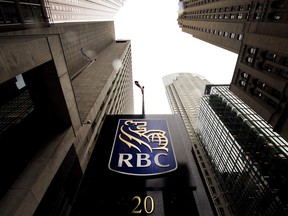 A Royal Bank of Canada sign is shown in the financial district in Toronto.