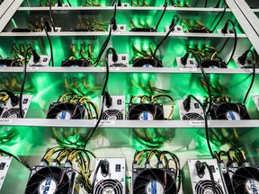 A cryptocurrency mining facility. Iron Bridge plans to burn AECO gas and produce electricity and use that electricity to power computer hardware mining cryptocurrency tokens.