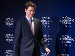 Prime Minister Justin Trudeau at the World Economic Forum in Davos, Switzerland on Jan. 25, 2018.