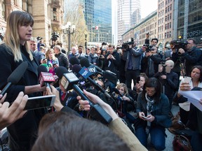 Kathryn Borel gives her statement after the Jian Ghomeshi trial on May 11, 2016.