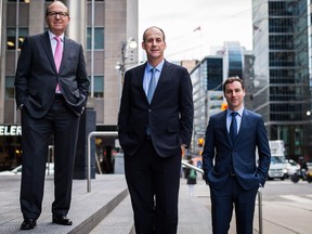 Vision Capital chairman Frank B. Mayer, left, Jeffrey Olin, president and CEO, centre, and Andrew Moffs, senior vice president, right.