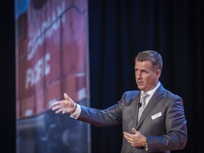 Canadian Pacific Railway president and CEO Keith Creel addresses the company's annual meeting in Calgary, Wednesday, May 10, 2017.THE CANADIAN PRESS/Jeff McIntosh