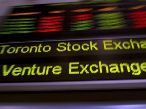 The TSX ticker is shown in Toronto on May 10, 2013. While stabilizing oil prices helped Canadian equities break out their doldrums in the second half of 2017, investors expecting the Toronto Stock Exchange to catch up with its outperforming global peers in the new year should instead anticipate more modest returns with the add-on of greater market volatility.