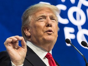 U.S. President Donald Trump addresses a plenary session during the annual meeting of the World Economic Forum in Davos, Switzerland, Friday.