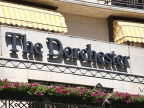 FILE - This is a June 10, 2014  file photo of the Dorchester hotel in London.  Senior lawmakers in Britain's Parliament on Wedneday Jan. 24, 2018 demanded tougher laws against harassment, after a Financial Times investigation found that women were groped at a men-only charity gala attended by hundreds of senior executives. Last week's event at London's Dorchester Hotel, which was held to raise money for charities, featured some 100 female hostesses, including two undercover FT reporters.