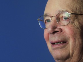 Klaus Schwab, founder and Executive Chairman of the World Economic Forum, speaks during an interview by the Associated Press on the eve of the World Economic Forum, WEF, in Davos, Switzerland, Monday, Jan. 22, 2018. The meeting brings together entrepreneurs, scientists, chief executives and political leaders from Jan. 23 to 26.