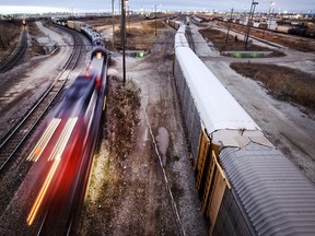 TORONTO, ONTARIO: NOVEMBER 21, 2017---TRANSPORTATION--A CN train at the Canadian National MacMillan Yard in Vaughan, Ontario, Tuesday November 21, 2017. [Photo Peter J Thompson] [For Financial Post story by TBA/Financial Post]                                                                                                                                                                                                                                                                                                                                                                                                                                                                                                                                                                                                          //NATIONAL POST STAFF PHOTO