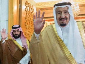 Saudi King Salman, right, and Crown Prince Mohammed bin Salman