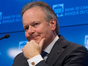 Bank of Canada Governor Stephen Poloz listens to a question during the news conference in Ottawa, Wednesday.