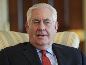 In this Jan. 5, 2018, photo, Secretary of State Rex Tillerson speaks during a interview with the Associated Press at the State Department in Washington. The United States would be "putting people intentionally in harm's way" if it sent diplomats back to Cuba, Tillerson said, even as a new FBI report casts doubt on the initial theory that Americans were hit by "sonic attacks."