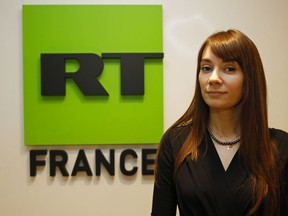 Xenia Fedorova, chief executive of RT France attends an interview with the Associated Press in Paris, Tuesday, Jan. 9, 2018. Russian state broadcaster RT, formerly known as Russia Today, already broadcasts in English, Spanish, and Arabic, and has launched a French-language channel on Dec. 18. French President Emmanuel Macron's plan for a law against false information around election campaigns is drawing criticism from media advocates, tech experts and others. They say it's impossible to enforce and smacks of methods used by authoritarians, not democracies.