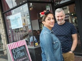 Little Havana Café proprietors Monica Mustelier and Joshua English in front of their winter-season pop-up café.