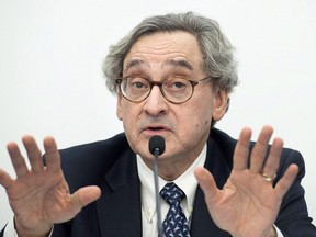 Caisse de depot et placement du Quebec President and CEO Michael Sabia speaks during a news conference in Montreal, Thursday, February 8, 2018. Quebec's Caisse de depot pension fund manager says it earned a 9.3 per cent return in 2017, due mainly to strong equities growth.THE CANADIAN PRESS/Graham Hughes