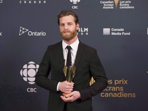 Bell Media has launched a new mobile-first app for short-form video that will include an original series connected to the hit hoser comedy "Letterkenny." Jared Keeso holds his award for best actor in a drama at the Canadian Screen Awards in Toronto on Sunday evening, March 1, 2015.
