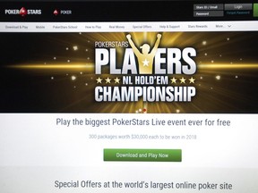The Toronto-based owner of the PokerStars online gaming site, shown is this image of their website, has acquired majority ownership of Australia's CrownBet Holdings Pty Ltd. The Stars Group Inc. paid US$117.7 million for 62 per cent of CrownBet's equity. THE CANADIAN PRESS