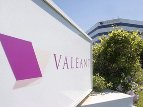 Valeant Pharmaceutical's head office is seen, Tuesday, June 14, 2016 in Laval. Valeant Pharmaceuticals International Inc. posted its highest quarterly net profit in three years but its shares slumped as its adjusted earnings slumped.