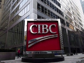 A CIBC sign is shown in Toronto's financial district on February 26, 2009.