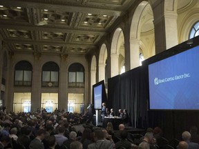 Chair Brenda J Eprile speaks at the Home Capital Group AGM in Toronto on Thursday June 29 , 2017. Home Capital Group Inc. says early results from this year suggest that mortgage business may be migrating to the alternative lender after the federal banking regulator introduced tougher rules for uninsured mortgages at the beginning of the year even though it too is required to abide by the requirements.