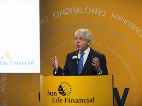 President and CEO of Sun Life Financial Dean Connor speaks to shareholders at their annual general meeting in Toronto on Wednesday May 7, 2014. Sun Life Financial Inc. has reported that its net profits took a substantial hit in the latest quarter, driven mainly by the unfavourable impact of U.S. tax reform.
