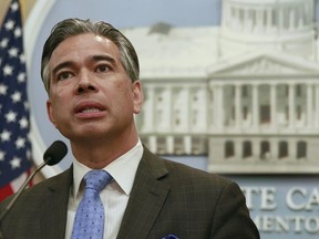 FILE - In this Jan. 9, 2018, file photo Assemblyman Rob Bonta, D-Oakland, speaks during a news conference in Sacramento, Calif. Indian tribes that say they've been cut out of California's legal pot market are raising the possibility that they could grow and sell on their own. "Everyone agrees conceptually there should be an even playing field, a level playing field," said Bonta, a Democrat at the center of the negotiations in Sacramento.