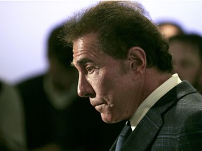 FILE - This March 15, 2016 file photo shows casino mogul Steve Wynn during a news conference in Medford, Mass. A termination agreement between embattled casino mogul Wynn and the company bearing his name shows that he won't receive any compensation and can't be involved in any competing gambling business for two years. The terms of the agreement were released Friday, Feb. 16, 2018, by Wynn Resorts. Wynn resigned as CEO earlier this month amid sexual misconduct allegations.