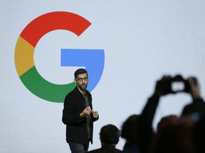 FILE - In this Tuesday, Oct. 4, 2016, file photo, Google CEO Sundar Pichai speaks during a product event in San Francisco. Pichai has declared artificial intelligence more important to humanity than fire or electricity. And yet the search giant is increasingly having to deal with messy people problems: from the need for human checkers to catch rogue YouTube posters and Russian bots to its efforts to house its burgeoning workforce in pricey Silicon Valley.