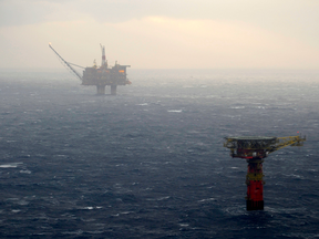 An offshore oil rig in the North Sea.