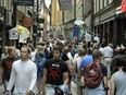 A crowded street in Stockholm, Sweden