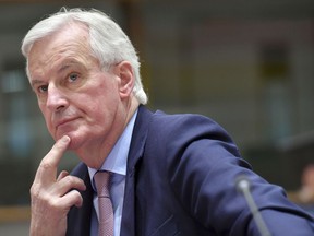 European Union chief Brexit negotiator Michel Barnier waits for the start of a General Affairs, Article 50, meeting at the EU Council building in Brussels on Tuesday, Feb. 27, 2018.