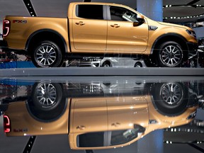 The 2019 Ford Motor Co. Ranger mid-size pickup truck is displayed during the 2018 North American International Auto Show (NAIAS) in Detroit, Michigan, U.S., on Tuesday, Jan. 16, 2018.