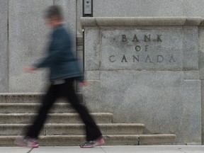 A woman walks past the Bank of Canada in Ottawa.