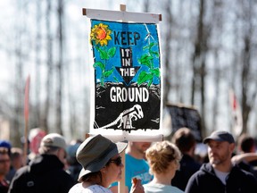 Protesters of Kinder Morgan's Trans Mountain project in Burnaby, B.C.