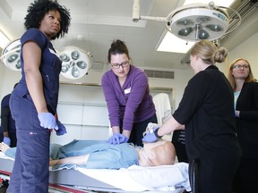 Medical students in Northern Ontario practise their skills.