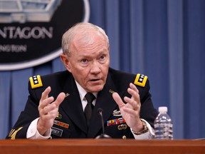Martin Dempsey speaks at a Pentagon hearing in this file photo.