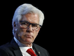 Jim Carr, Canada's minister of natural resources, listens to speakers at the conference in Houston.