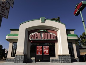 A Sept. 29, 2011, photo shows a Papa John's location in Denver. Peyton Manning sold his share in 31 Denver-area Papa John's stores last week, two days before the NFL dropped the chain as its official pizza sponsor. The Denver Post reported Wednesday, March 7, 2018, that Papa John's spokesman Peter Collins confirmed the former NFL quarterback sold his stake to an existing Papa John's franchisee.
