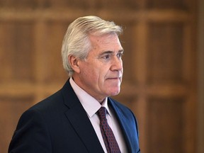 Newfoundland and Labrador Premier Dwight Ball leaves a Council of the Federation meeting in Ottawa on Tuesday, Oct. 3, 2017. Newfoundland and Labrador will bring down its latest budget today.