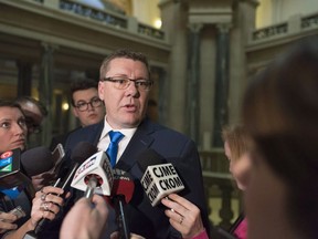 Saskatchewan Premier Scott Moe says it's mind-boggling that grain shipments have been delayed again by rail backlogs this year. Premier Scott Moe speaks to media after a meeting with Prime Minister Justin Trudeau at the Legislative Building in Regina on Friday, March 9, 2018.