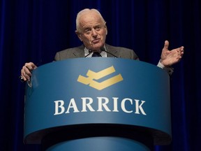 Peter Munk, Barrick Gold Corporation's founder and chairman, speaks during the company's annual general meeting in Toronto on Wednesday, April 30, 2014. Barrick Gold says founder Peter Munk died peacefully in Toronto today. He was 90.