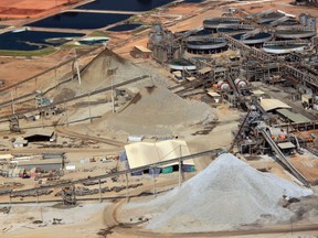 An aerial view of the Kansanshi copper mine in Zambia.