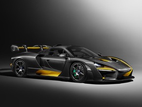 The undated image provided in a press release by McLaren shows a McLaren Senna which will premiere at the Geneva Car show. The  800 horsepower turbocharged V8 engine car will be shown during press days of the Geneva International Motor Show  Monday evening through Wednesday; the show opens to the public on Thursday and runs through March 18.  (McLaren via AP)