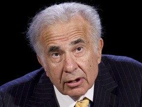 FILE - In this Oct. 11, 2007, file photo, activist investor Carl Icahn speaks at the World Business Forum in New York. Icahn is jumping in to the fight for control over Newell Brands, buying a minority stake in the consumer products company that has been targeted by activist investor Starboard Value LP. Newell said Monday, March 19, 2018, that it's struck a deal in which Icahn will nominate four people to its board, including his son, Brett Icahn.