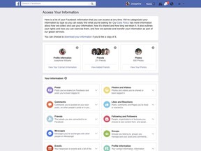 This undated product image provided by Facebook shows a redesign of Facebook's privacy tools. Facebook announced the redesign on Wednesday, March 28, 2018. The changes won't affect Facebook's privacy policies or the types of data it gathers on users. But the company hopes its 2.2 billion users will have an easier time navigating its complex and often confusing privacy and security settings. (Facebook via AP)