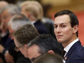 FILE - In this Thursday, Nov. 9, 2017, file photo, White House Senior adviser Jared Kushner attends a meeting in Beijing. The head of the federal government's ethics agency says the White House is looking into whether up to $500 million that went to Trump administration senior adviser Jared Kushner's family real estate company may have spurred ethics or criminal law violations.