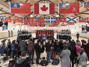 Prime Minister Justin Trudeau speaks during a press event at RCMP "Depot" Division in Regina, Saskatchewan on Friday March 9, 2018. Trudeau appointed Brenda Lucki, who was Depot's commanding officer, Canada's first permanent female RCMP commissioner.