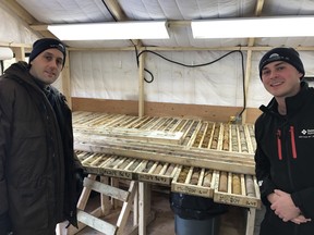 Founder of Katusa Research, Marin Katusa with Jordan Trimble, CEO of uranium exploration company Skyharbour Resources Ltd., in the core shack at Moore Lake, just south of the world's largest high-grade uranium mine.