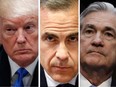Donald Trump, Bank of England Governor Mark Carney and U.S. Federal Reserve chairman Jerome Powell