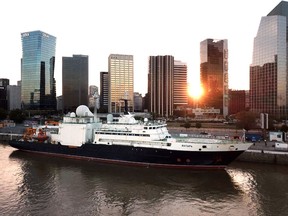 In this 2018 photo provided by Gonzalo Mórtola, the Russian research vessel Yantar is shown docked in Buenos Aires, Argentina.  Russian ships are skulking around underwater communications cables, worrying the U.S. and its allies the Kremlin might be taking information warfare to new depths.